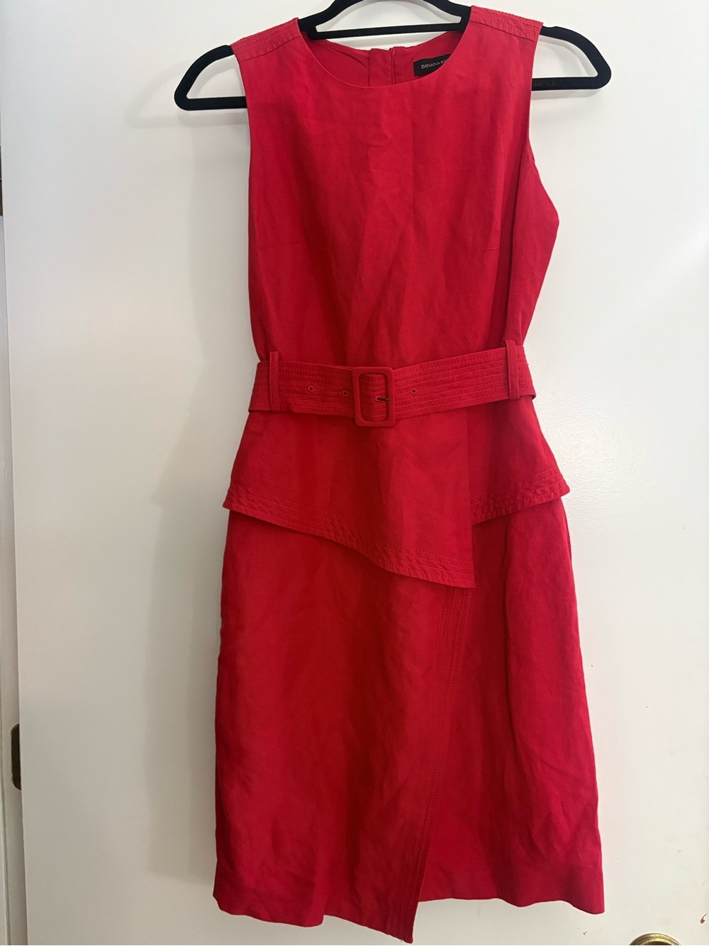 Banana Republic Red Sleeveless Belted Peplum Midi Dress - Picture 5 of 5